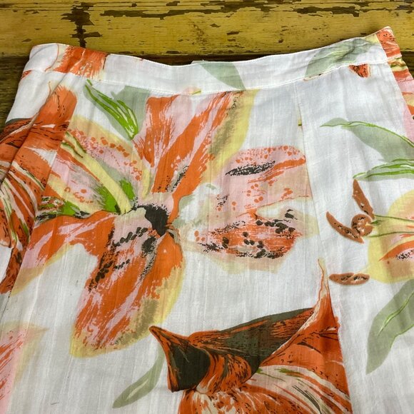 J. Peterman Gauzy Floral Midi Skirt Sz 6 Tiger Lily Cotton Spring Easter - FLAW! - Picture 3 of 9